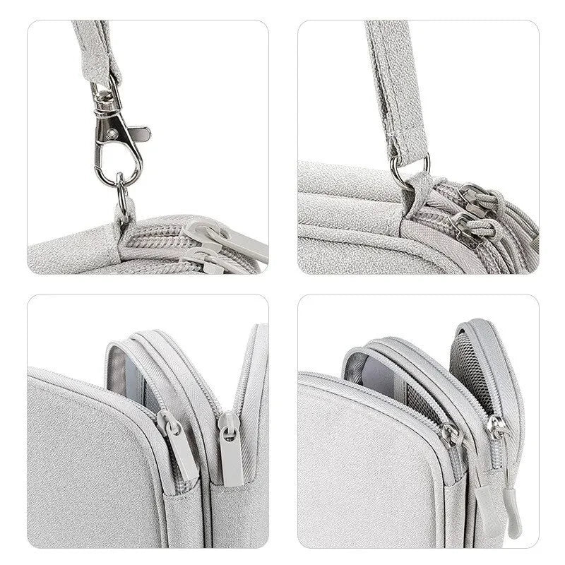 Travel Portable Digital Product Storage Bag USB Data Cable Organizer Earphone Charging Box Bag Double Layer Handheld Data Cable Storage Bag