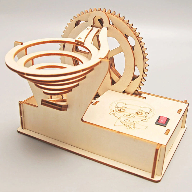 DIY Technology Small Production Wooden Electric Track Steel Ball Slide for Primary Secondary School Students Handmade Building Block Assembly Toys