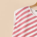 ZANZEA Women Striped Printed T-shirt Fashion Short Sleeve Tee Holiday Summer Holiday Belted Design Casual Simple Tops