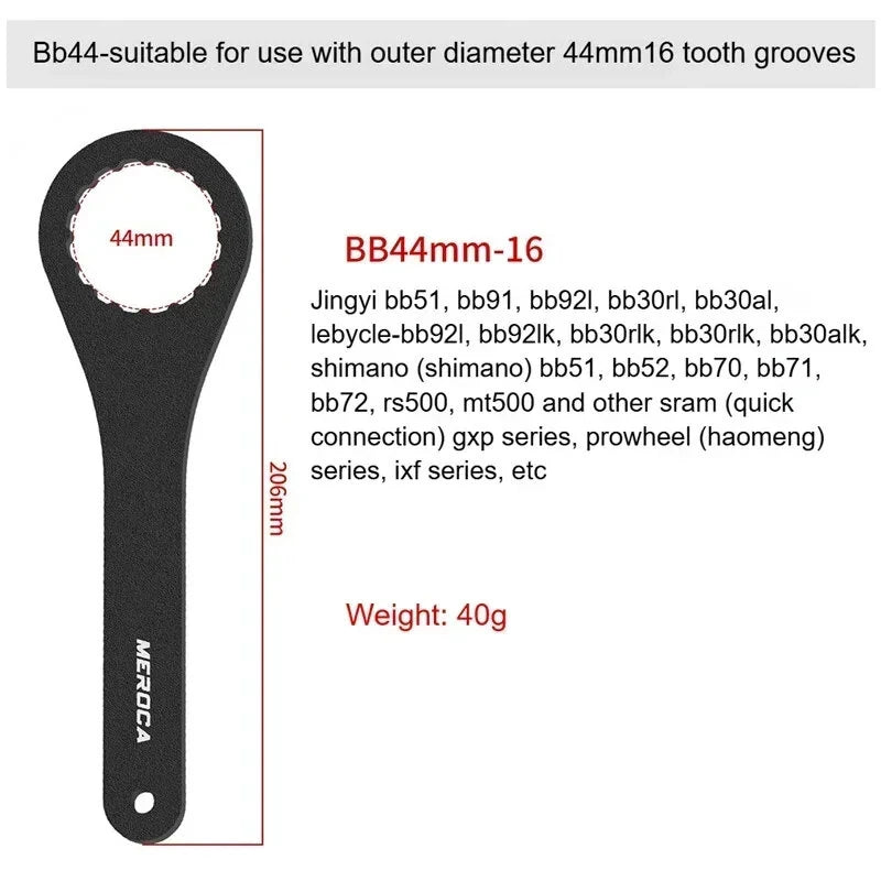 MEROCA 16/24 Notch Aluminum Alloy Bicycle Bottom Bracket Wrench BB39 BB40.5 BB44 BB46 BB49 BB52 Bike Hollow Disc Removal Tool