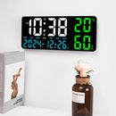 15 Inch Digital Wall Clock with Atmosphere Lights Remote Control Temp Humidity Display LED Table Clock Multifunctional Alarm Clock