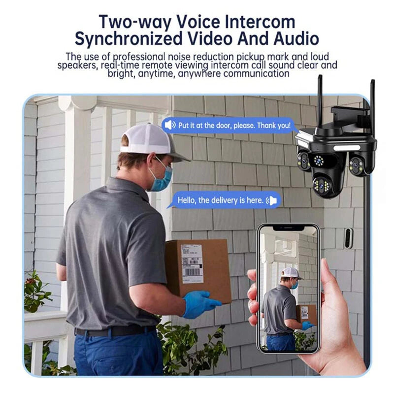 6MP WIFI IP Camera Three Lens 10X Zoom Three Screens WiFi Wireless Outdoor Monitor Security Protection CCTV Video Surveillance