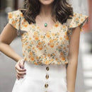 ZANZEA Women's Blouse Vintage Shirt Summer Ruffle Short Sleeve V-Neck Floral Loose Hot Selling Style Top Pullover