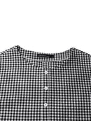 Women Casual Plaid Half Button Front Long Sleeve Maxi Dresses