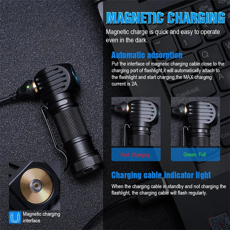 Trustfire MC18 1200 Lumens 2 In 1 L-shape LED Flashlight Headlamp With 18650 Battery EDC & Outdoor Lighting Torch Magnetic Rechargeable  Work Light Lamp