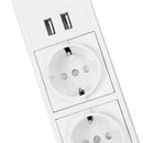 2Pcs Table Socket with 2 USB 2 Sockets Built-in Socket 2-Way Installation Power Strip with 2 Screws for Kitchen Furniture or Worktops Recessed Socket 1.8 Cable16 A/3500 W