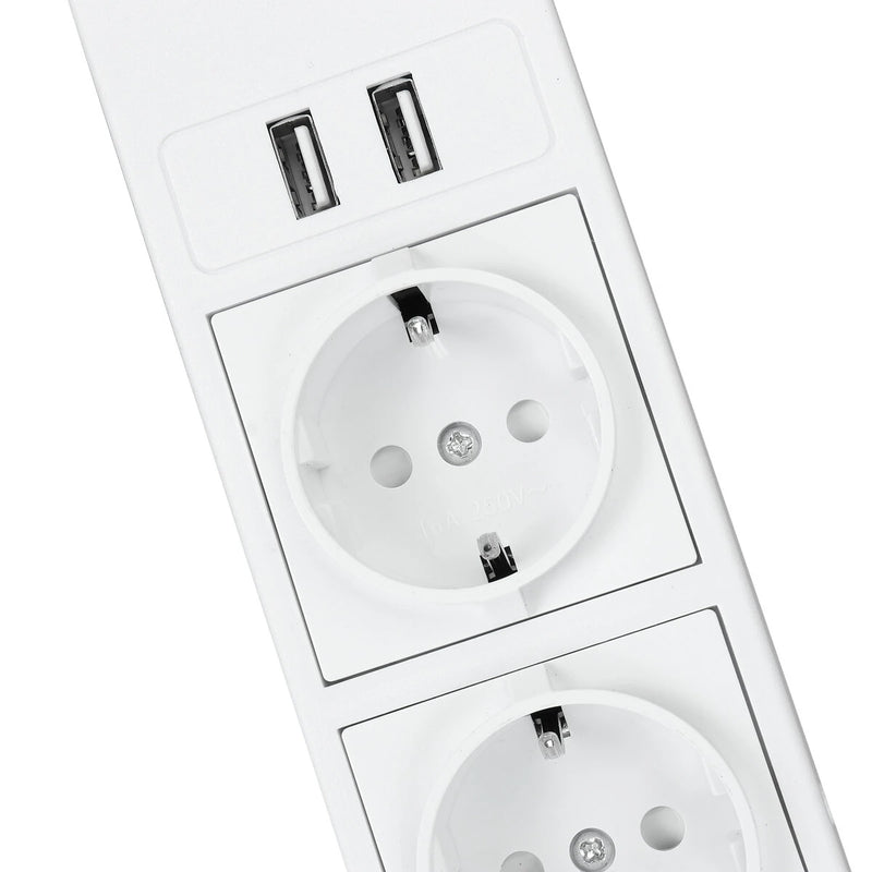 2Pcs Table Socket with 2 USB 2 Sockets Built-in Socket 2-Way Installation Power Strip with 2 Screws for Kitchen Furniture or Worktops Recessed Socket 1.8 Cable16 A/3500 W
