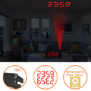 AGSIVO 8 Inch Projection Alarm Clock with 180 Rotatable Projector / FM Radio / Snooze / 3-Level Brightness Dimmer / Curved Clear LED Display / USB Charger For Bedroom Living Room