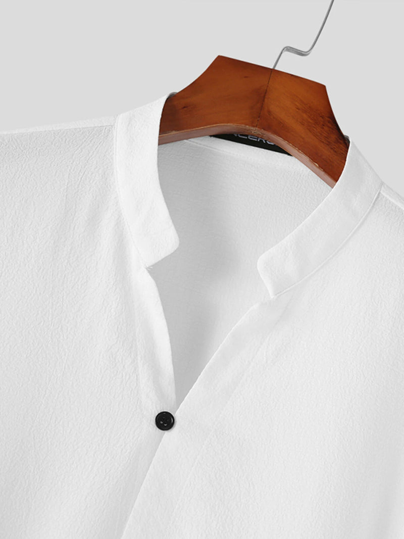 INCERUN Mens Sets 3/4 Short Sleeve Shirt & Pants Two Pieces Set Loose Daily Men's Casual Suits