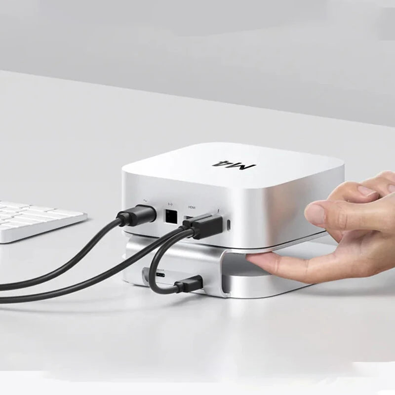 Hagibis MC60 MC60H USB-C Hub with M.2 SSD Enclosure for Mac Mini M4/M4 Pro Stand Type-C Docking Station SSD Case USB3.2 Gen2 SD4.0 TF4.0 4K HD