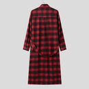 INCERUN Mens Plaid Patchwork Long Sleeve Shirt Fashion Classic Checkered Lace Up Strap Long Shirt for Men