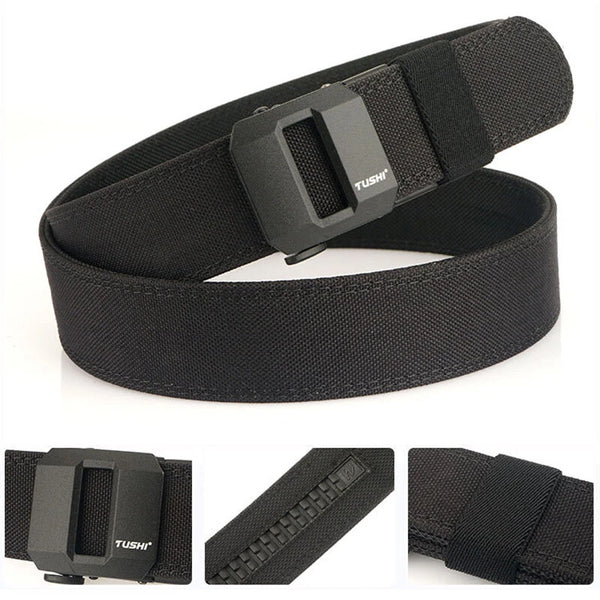 TUSHI Metal Buckle Tactical Belt for Men Adjustable Nylon Military Gun Belt Heavy Duty EDC Outdoor Sports Police Duty Waistband Work Utility Belt