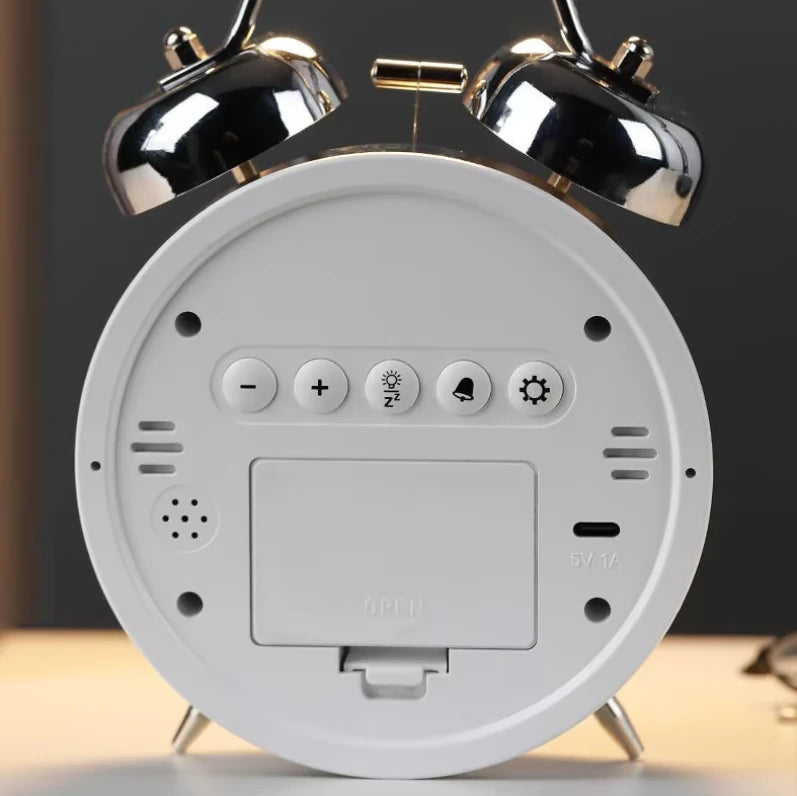 Metal Bell Powerful Wake-Up Alarm Clock Electronic Intelligent Loud Volume Student-Specific Wake-Up Artifact Super Loud Large Digital Display