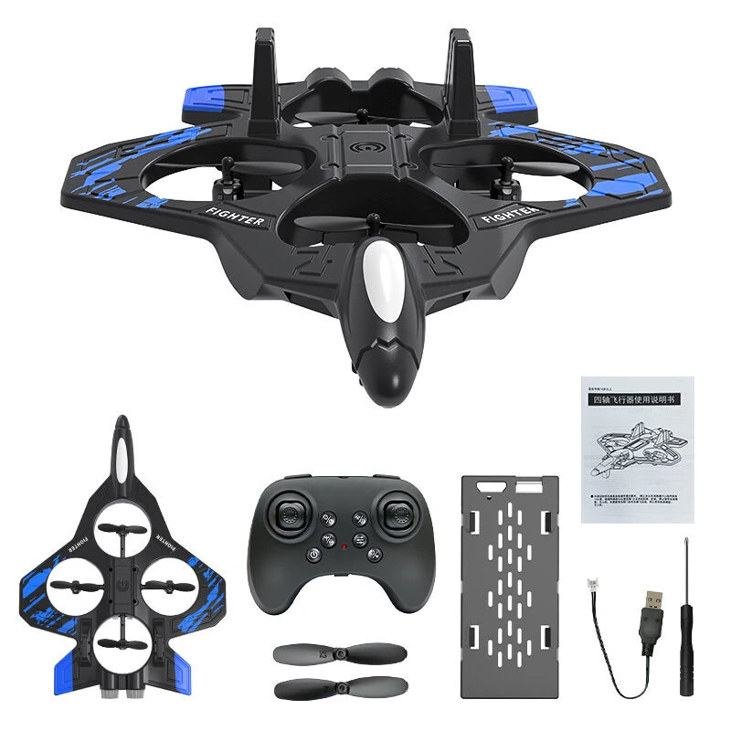 CZ01 2.4G EPP Hover Fighter Glider One-Key Circling 360 Roll 4 Turbofans 4CH LED RC Drone Airplane Quadcopter Stunt Glider RTF