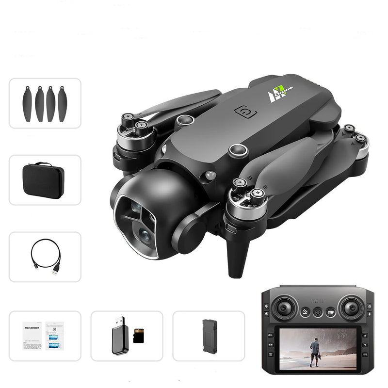 WLRC M7 WiFi FPV with 5.6inch LCD Screen Controller HD Dual Camera Servo Gimbal Optical Flow Positioning Brushless Foldable RC Drone Quadcopter RTF