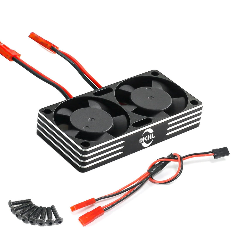For OKHL Radiator 540 550 3650 3660 3670 Motor Cooling High Speed Metal Dual Fan 3010 1/7 1/8 1/10 Engine RC Cars Vehicles Models Spare Parts