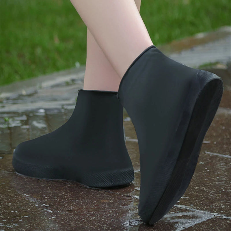 XANES 1 Pair Waterproof Non-slip Silicone Bike Shoe Cover High Elastic Wear-resistant Unisex Rain Boots for Rainy Day Cycling Reusable Shoe Cover