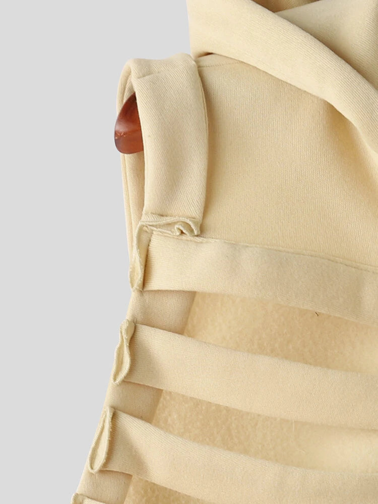 INCERUN Men Vests Skeleton Rib Deconstructed Design Hooded Sleeveless Streetwear Male Waistcoats Fashion Casual Vests Men S-5XL