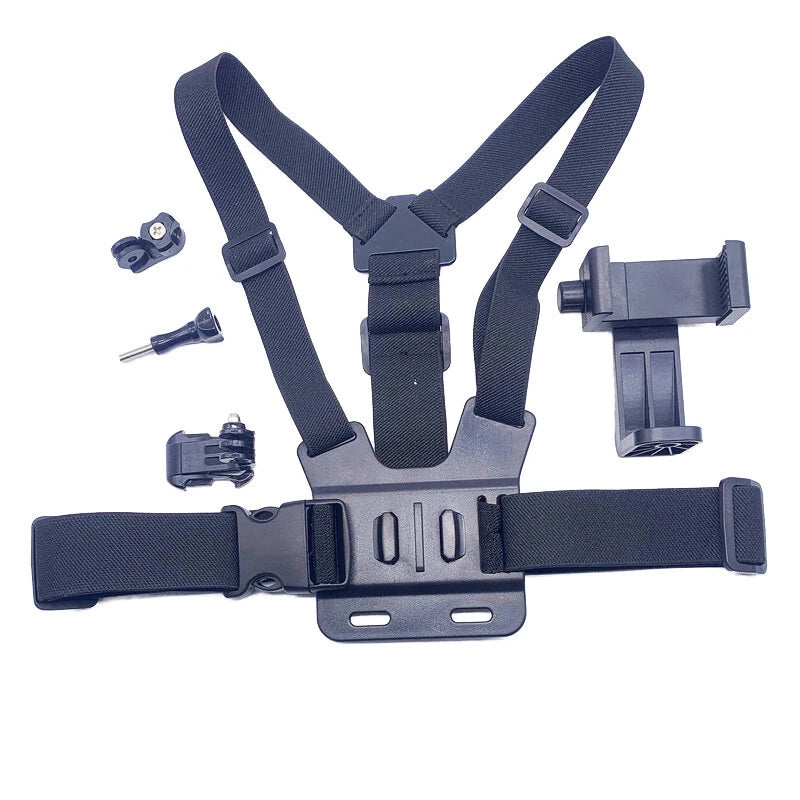 XANES First-person View Bike Holder Sports Chest Shooting Camera Strap Live Outdoor Cycling Cell Adjustable Phone Clip Holder for Riding