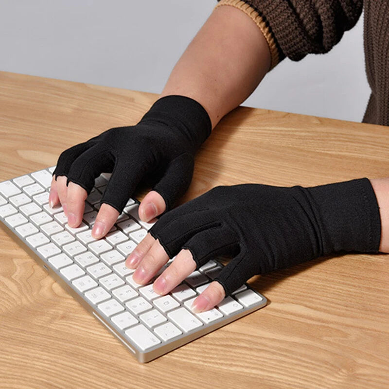 KALOAD 1Pairs Copperion Arthritis Compression Gloves for Adult Relieve Hand Pain Swelling Carpal Tunnel Support Half Finger Joints Therapy