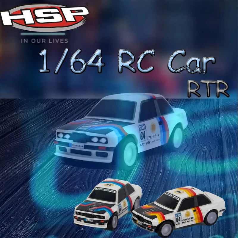 HSP YDT64E RTR 1/64 2.4G RWD Drift Sports RC Car Full Proportional LED Light Desktp Pocket Mini Racing Remote Control  Competition Vehicles Models Children's Toy Gift