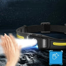 Smart Sensor 600 Lumens XPG+COB LED Headlamps Double Light Source Headlight With Safety Light Waterproof Portable Head Lamp