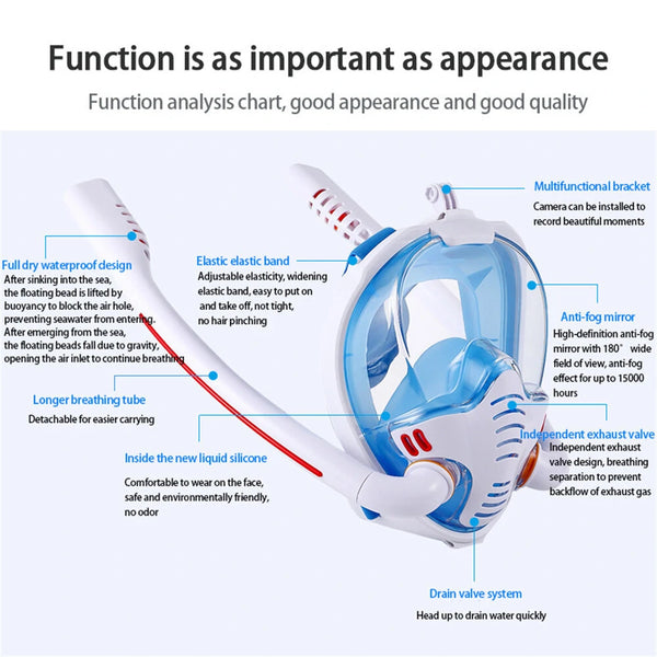 Double Tube Silicone Full Dry Diving Goggles Diving Equipment Snorkeling Goggles Adult Swimming Glasses Diving Goggles Self Contained Underwater Breathing