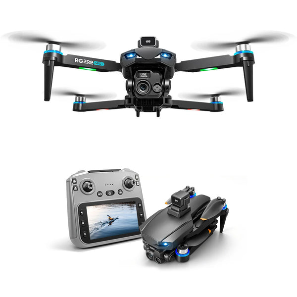 PJC RG709 PRO GPS 5G WiFi FPV with 4.5inch LCD Screen Controller 1080P HD Dual Camera Servo Gimbal 360 Obstacle Avoidance Brushless Foldable RC Drone Quadcopter RTF