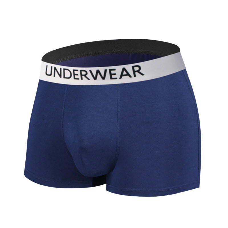 4pcs Men's Underwear, Fashion Waistband Cotton Casual Mid-waist Boxer Briefs Shorts, Breathable Comfy Stretchy Boxer Trunks, Sports Shorts