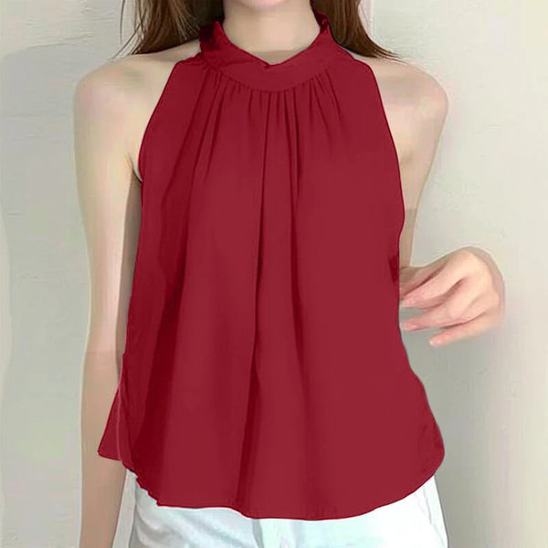 ZANZEA Elegant Style Womens Tank Vest Summer Sleeveless O-Neck Plain Casual Loose Camisoles Top