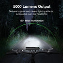 LAOTIE B06 B08 5000Lm Brightness Bike Headlight 8 LED Large Beads Dual Distance Beam Design 10000mAh Battery Phone Emergency Power Bank IPX5 Waterproof 4 Light Modes Fast Charge Bicycle Digital Display Front Light for Electric Bike Scooter MTB Bikes