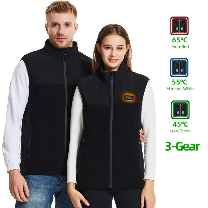 TENGOO HZ-13 13 Areas Heating Vest Zipper Adjustable Size 3-Gears Heated Jackets  USB Electric Thermal Clothing Winter Warm Vest Outdoor Heat Coat Clothing