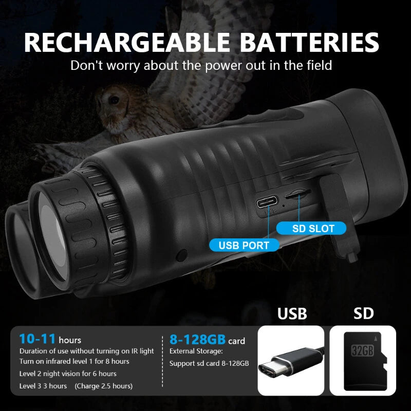 Binoculars Camera Infrared Night Vision 2.5K 8X Optical Zoom 3'' IPS Screen Infrared Illuminator Digital Zoom for Hunting Camping Digital Binoculars