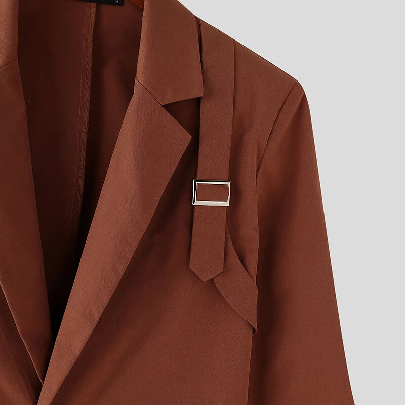 INCERUN Mens Solid Color Casual Long-Sleeve Blazer Fashion Slim Fit Business Men's Suit for Spring Fall