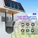 Guudgo 10x Zoom Solar Dual Lens Outdoor Security Camera PTZ Full Color Night Vision Two Way Intercom Human Detection Real Time Alerts CCTV Surveillance Camera
