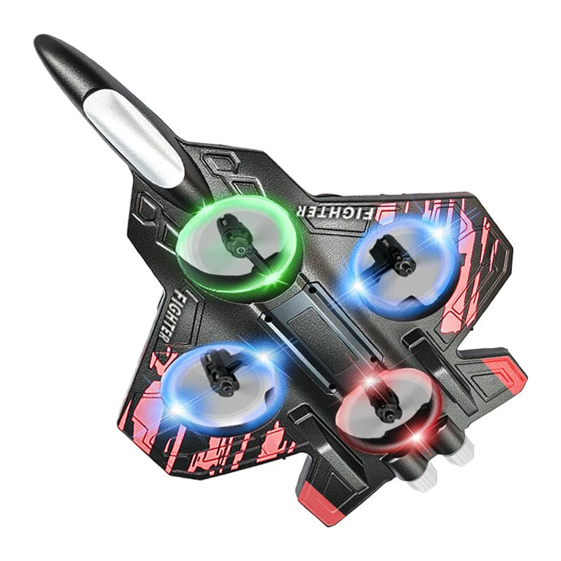 CZ01 2.4G EPP Hover Fighter Glider One-Key Circling 360 Roll 4 Turbofans 4CH LED RC Drone Airplane Quadcopter Stunt Glider RTF