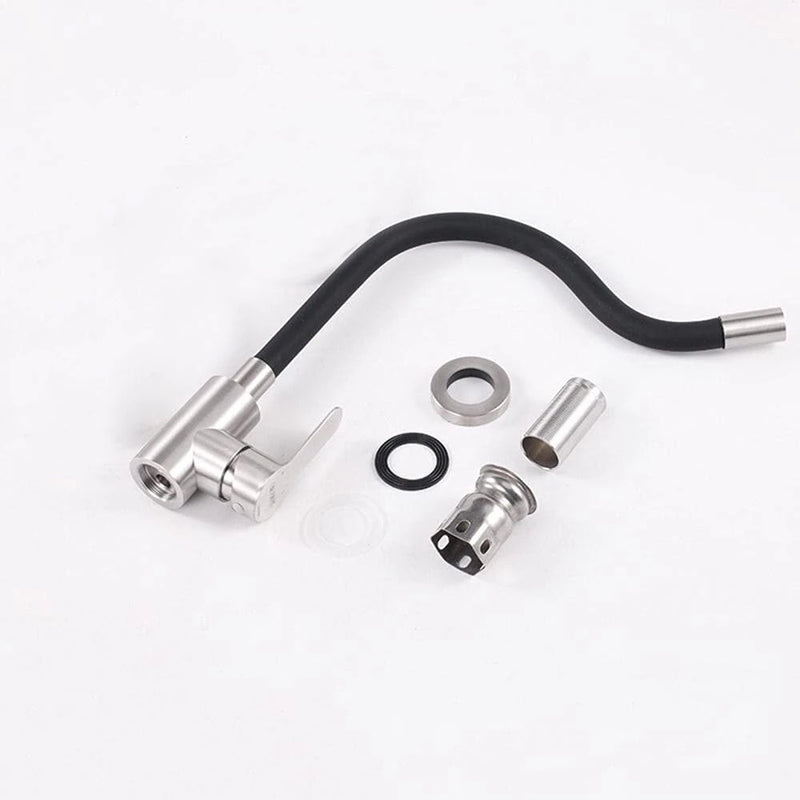 360 Rotatable 304 Stainless Steel Kitchen Silicone Tube Faucet Hot And Cold Brushed Universal Rotatable Vegetable Sink Faucet