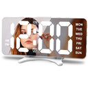 Smart LED Mirror Digital Clock Alarm Clock LED Digital Clock Auto Dimming Mirror Rechargeable Digital Clock for Bedrooms 4 Level Brightness&2 Level Volume