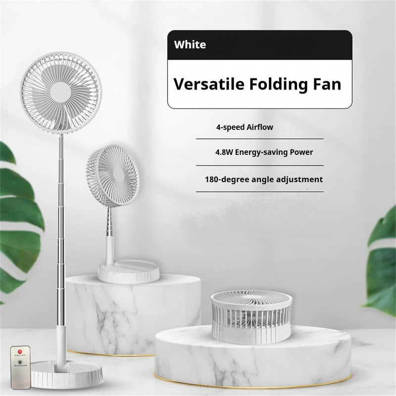 Tevorex 7200mAh Telescopic Folding Fan USB Charging Portable Mini Electric Fan Dormitory Outdoor Cooling Appliances Adjustable Home Fan