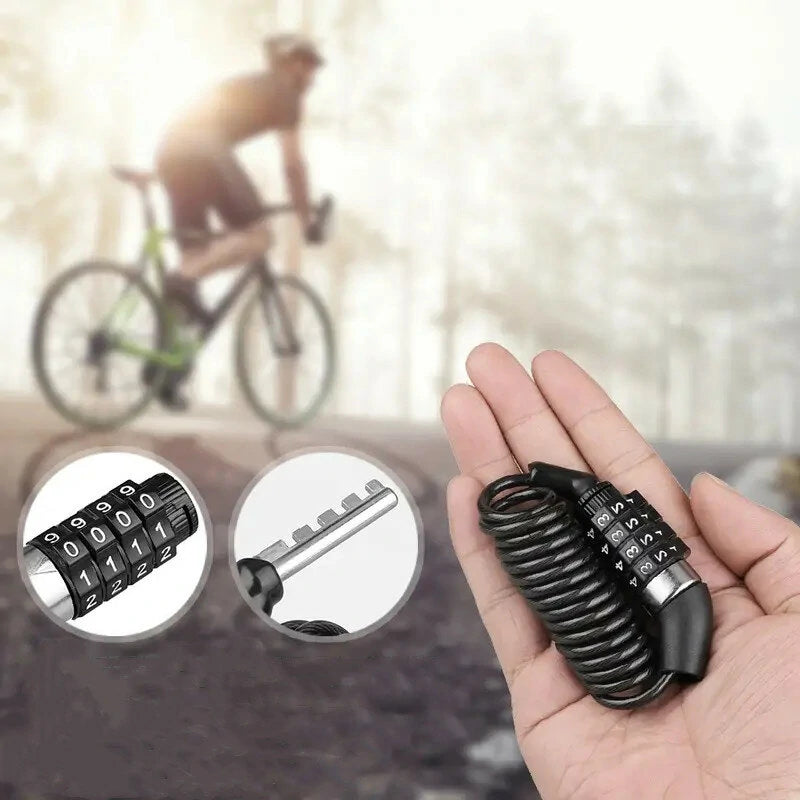 Bicycle Helmet Backpack Lock 4 Digit Combination Steel Wire Cable Lock