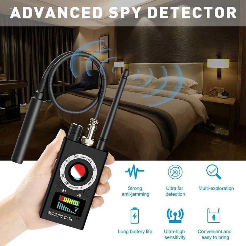 K18 Multi-function Anti-Candid Cam Wireless Lens Device Finder 1.2MHz-3GHz GSM Audio Bug Finder GPS Signal RF Tracker Detect Infrared Detector