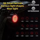 OFFBONDAGE ATS-Q6 Smart Auto Brake Sensing Bicycle Taillight 13 Light Modes Type-C Rechargeable Waterproof Bike Rear Light for MTB Road Night Riding Safety