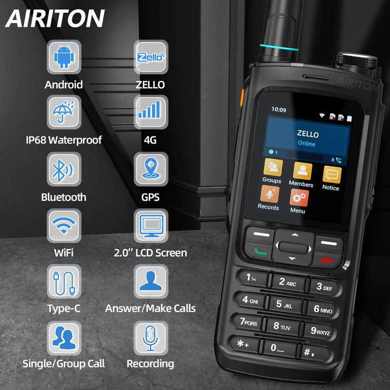 AIRITON AI-8088 Global POC Walkie Talkie Network Radio IP68 Waterproof Zello Android Bluetooth GPS WIFI Two Way Radio