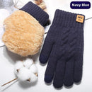 XANES Touch Screen Double-Layer Thick Velvet Thermal Winter Gloves for Men Women Coldproof Warm Knitted Gloves for Outdoor Sports Skiing Cycling