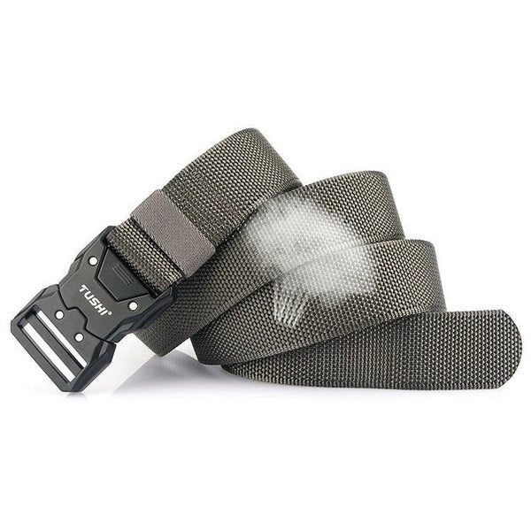 1Pc Popvcly Belt Metal Buckle Quick Release Belt Casual Tooling Training Belt Men's Pants Belt