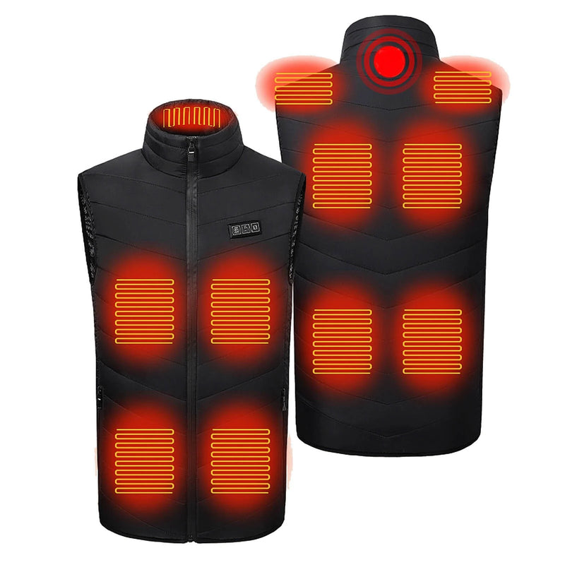 TENGOO HV-11S Unisex 11 Heating Area Vest 3-Gears Heated Jackets USB Electric Thermal Clothing Winter Warm Vest Outdoor Heat Coat Clothing for Winter Skiing Camping