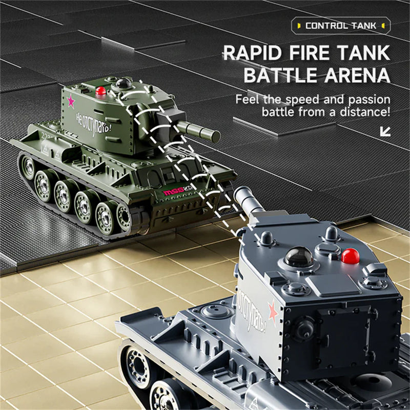 WENNANFENG BRRRRT 1/64 2.4G Mini RC Tank Desktop Simulation Battle Tracked Full Proportional Remote Control Shooting Vehicles Models with Infrared Combat 360 Rotating Turret Micro Toys