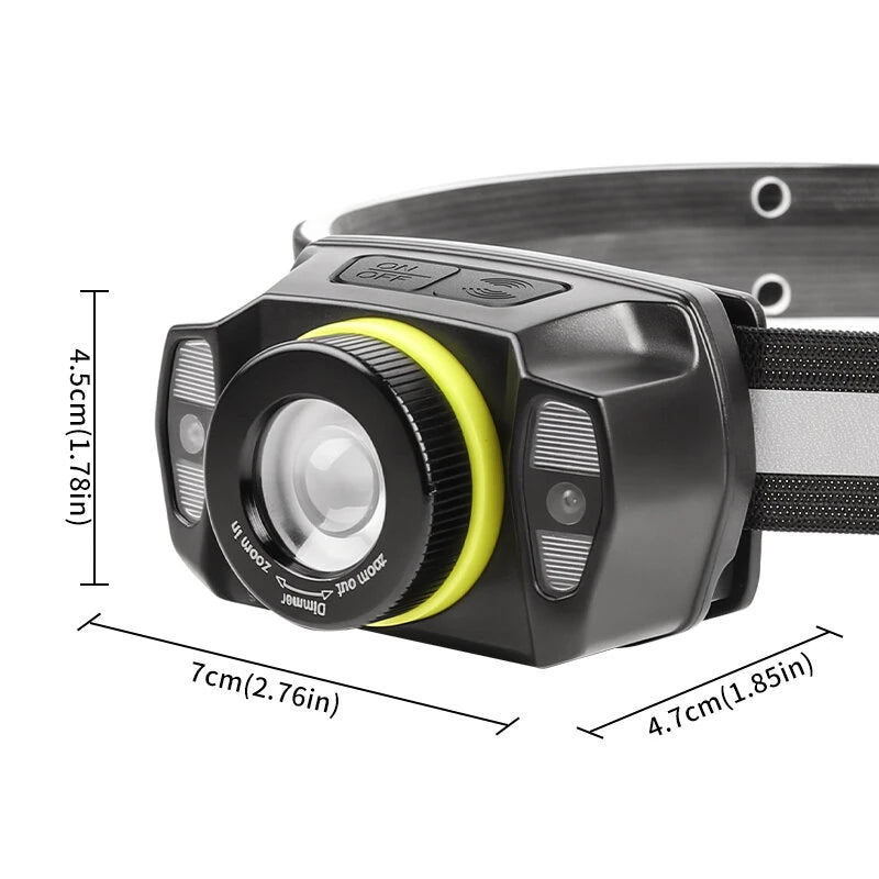 Bikight Smart Sensor USB Rechargeable LED Headlamp Zoom Headlight Fishing Accessories Work Light Camping Head Lamp Flashlight