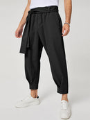 INCERUN Men Pants Fashion Solid Color Bow Knot Trousers Men Streetwear Elastic Waist Harem Pants