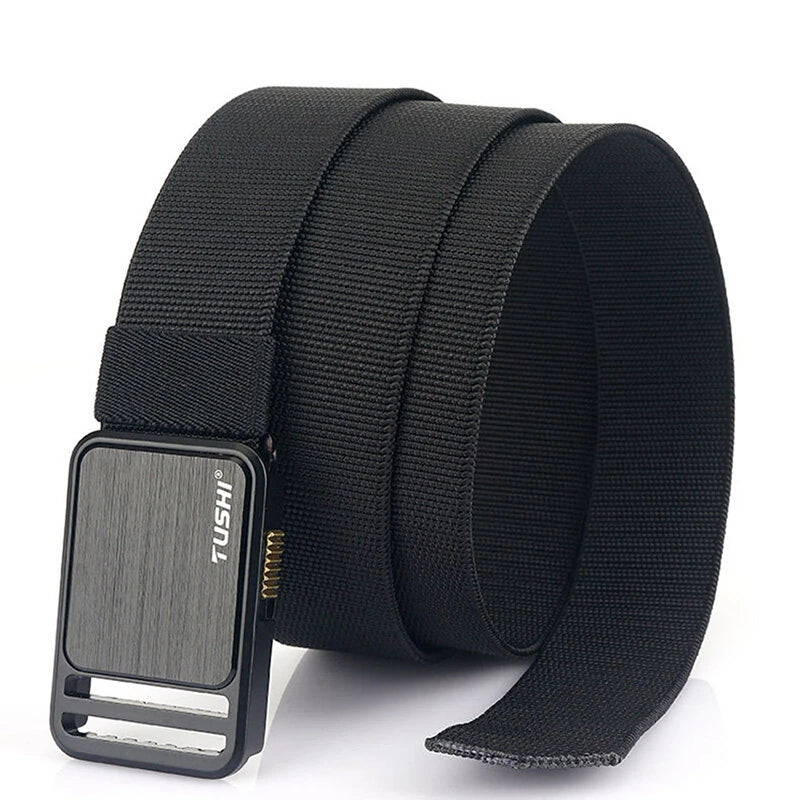 TUSHI 120cm Metal Buckle Tactical Belt Nylon Wistand Inserting Buckle Military Fan for Men Women